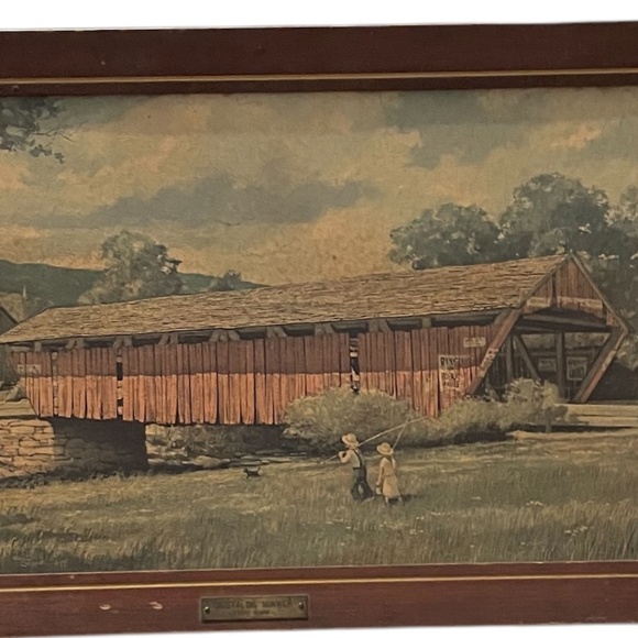 Vintage Eric Sloan On Board Brass Plaque "NOSTALGIC SUMMER/AUTUMN" FRAMED PRINT - Picture 6 of 13